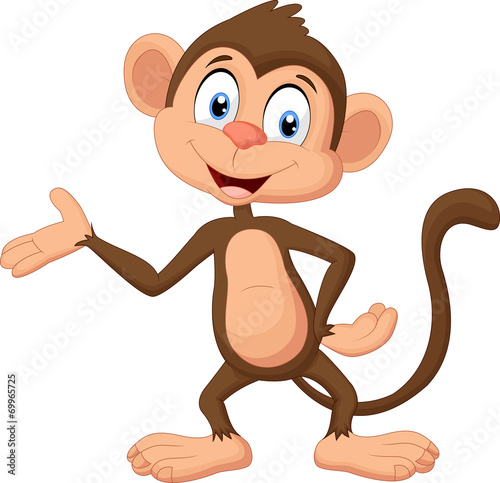 Cartoon monkey presenting