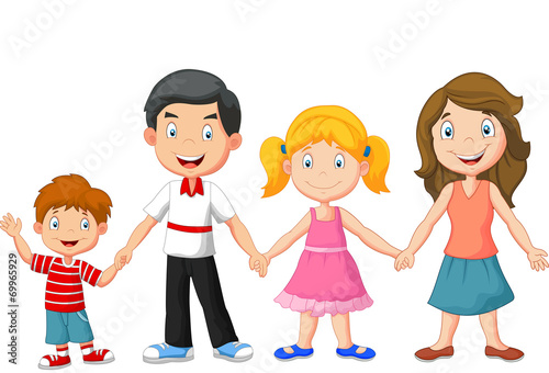 Happy family holding hands