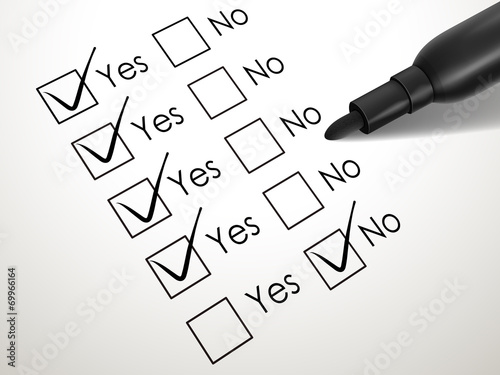 yes no check box with black pen