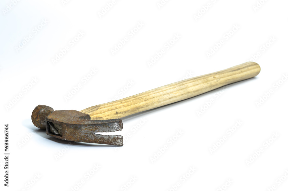 old carpenter's hammer isolated on white old carpenter's hammer isolated on white