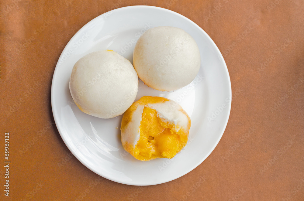 Dim Sum in white dish Steamed Bow Dim Sum in white dish Steamed Bow