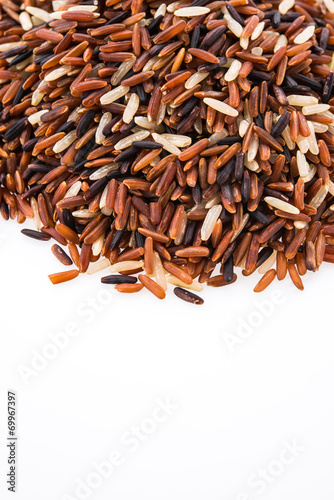 Rice brown isolated on white background