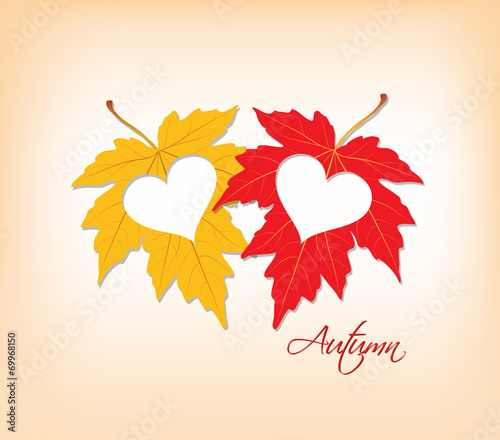 autumn leaves with hearts
