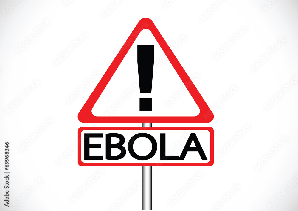 road warning exclamation point warns about Ebola virus concept road warning exclamation point warns about Ebola virus concept