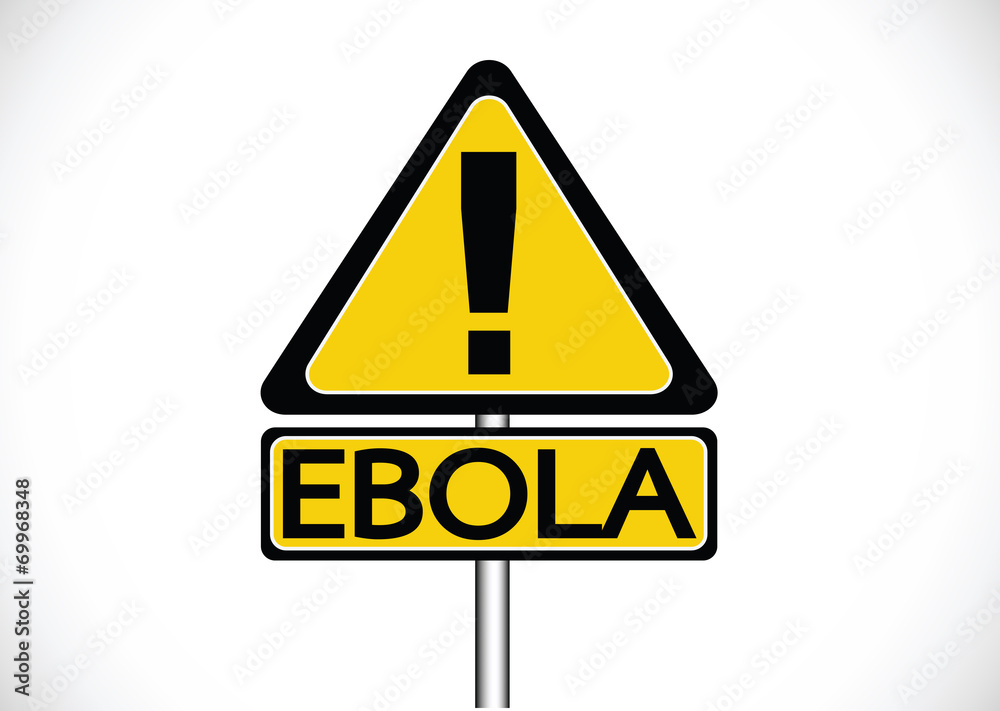 road warning exclamation point warns about Ebola virus concept road warning exclamation point warns about Ebola virus concept