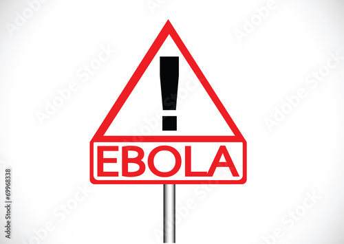 road warning exclamation point warns about Ebola virus concept