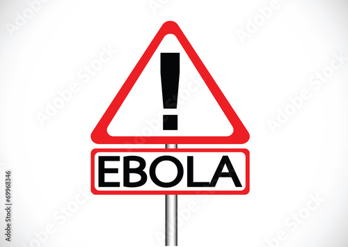 road warning exclamation point warns about Ebola virus concept