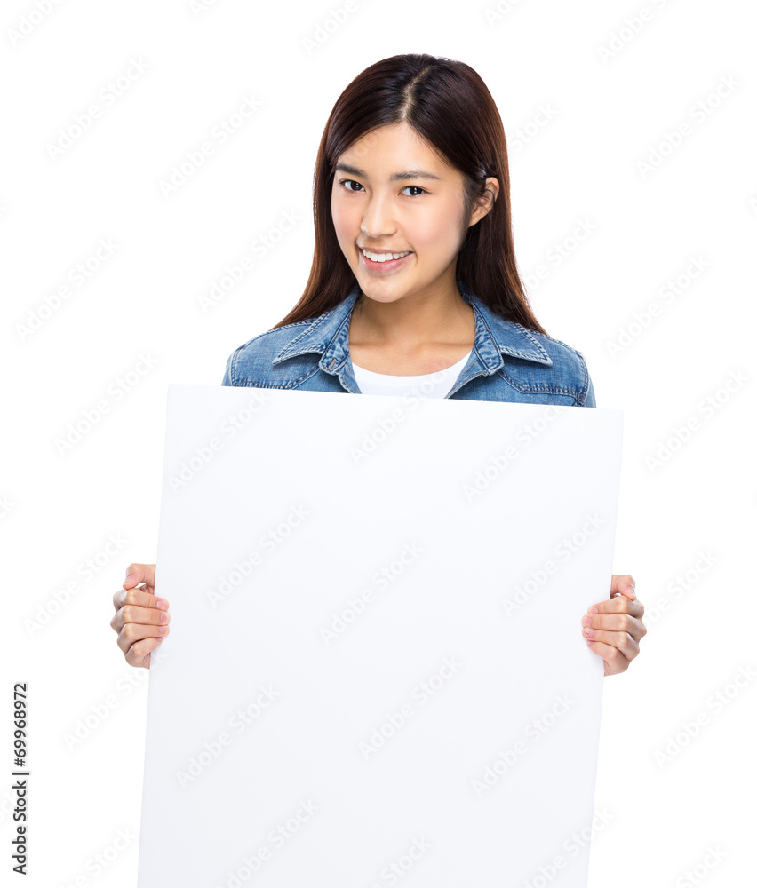 Asian woman hold with blank board Asian woman hold with blank board