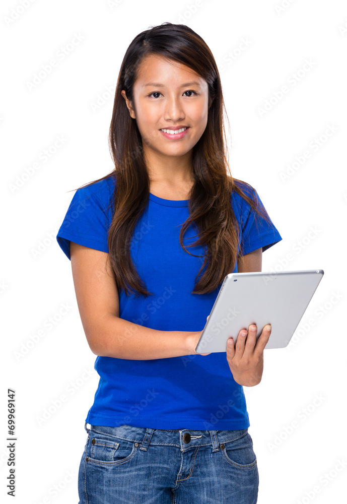 Young woman use of tablet Young woman use of tablet