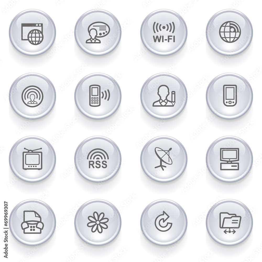 Communication icons with glossy buttons. Communication icons with glossy buttons.