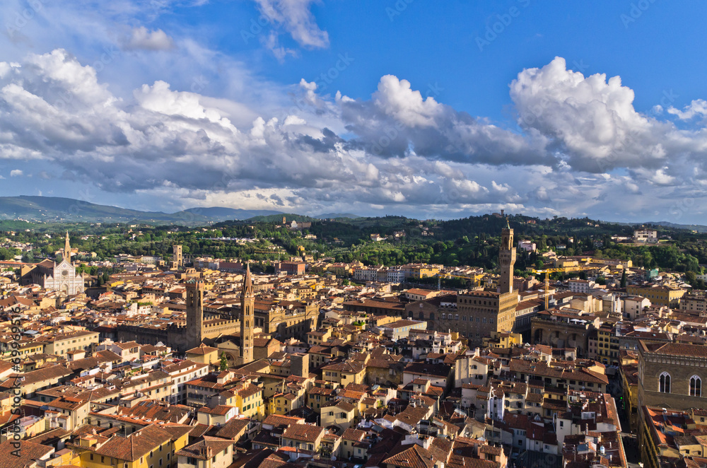 Aerial panoramic view of Florence from a tower, Tuscany