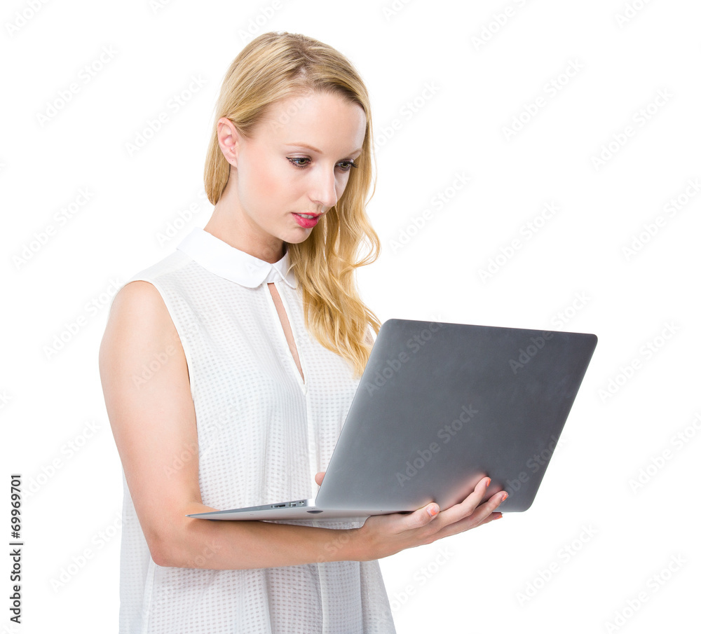 Woman use of laptop computer Woman use of laptop computer