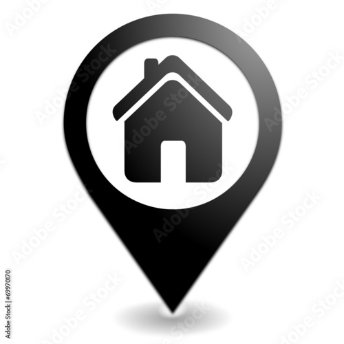 maison sur symbole localisation noir