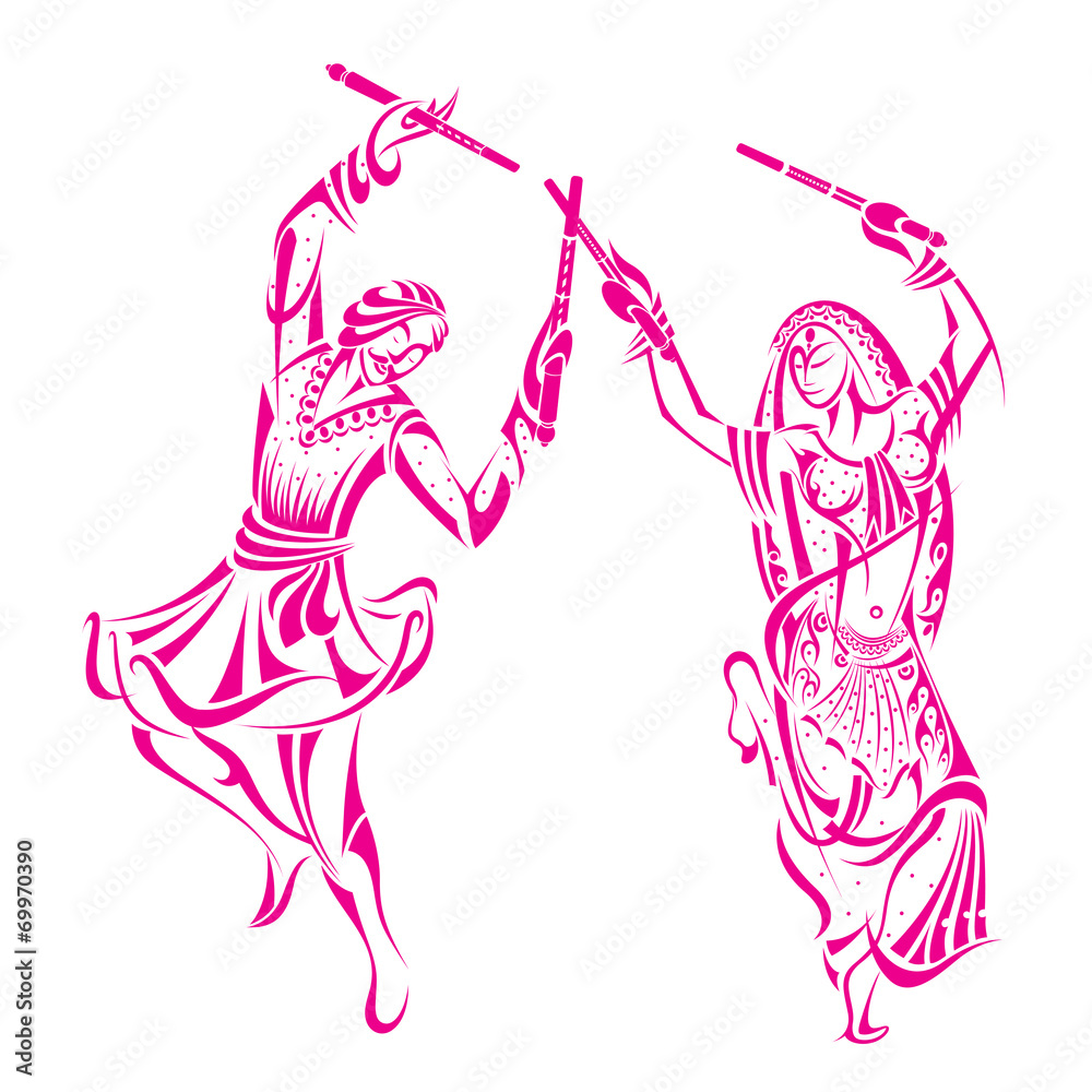 Man and woman dancing on Dandiya night