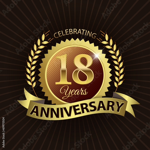 Celebrating 18 Years Anniversary - Laurel Wreath Seal & Ribbon