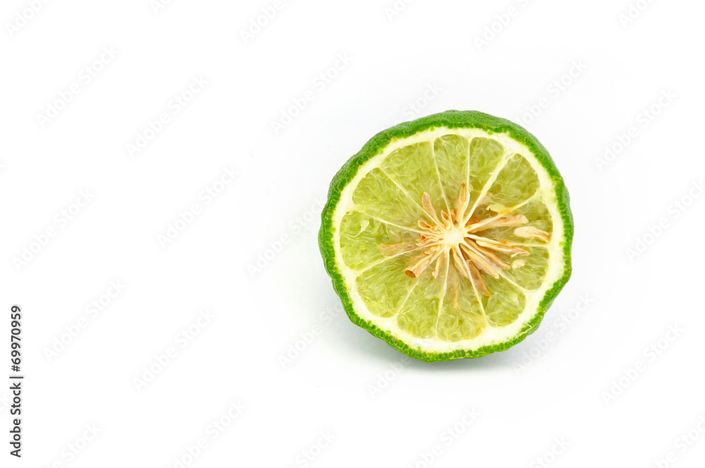 Bergamot (Kaffir lime) on white background