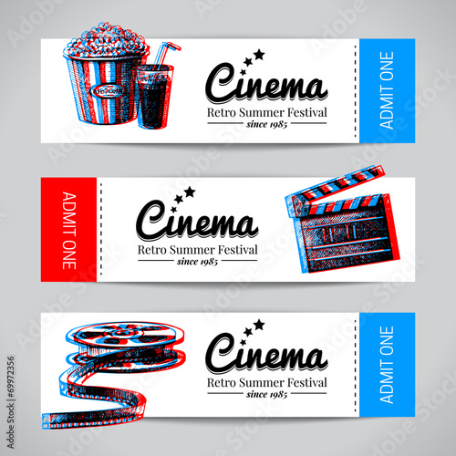 Set of movie banners. Cinema festival tickets
