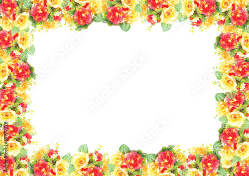 foliate border with roses blossom Illustation