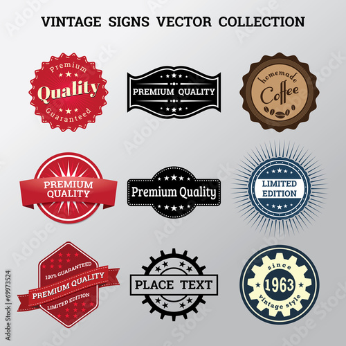 Collection of vector vintage signs and logos