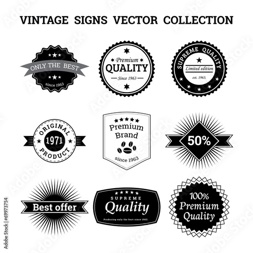 Collection of vintage vector logos and signs