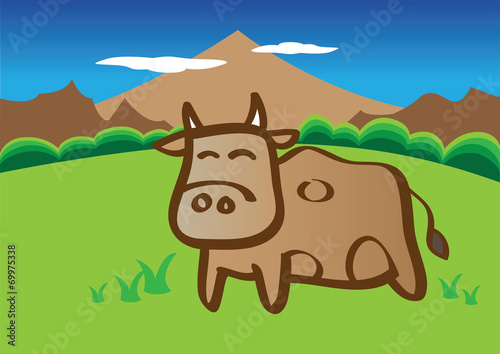Vector cow in field