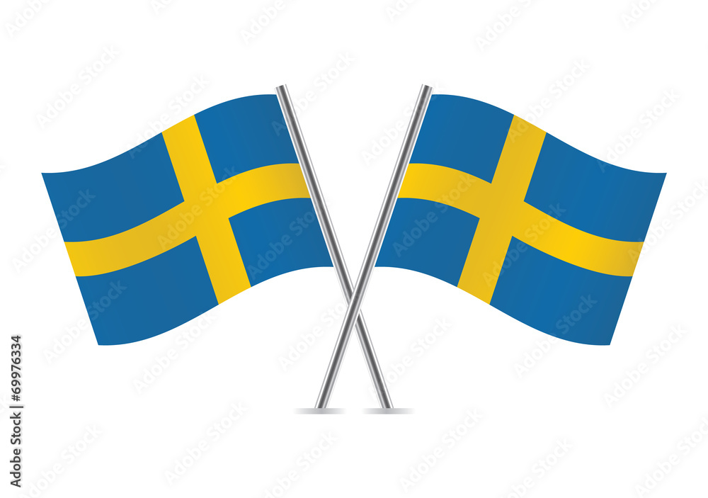 Swedish flags. Vector illustration.