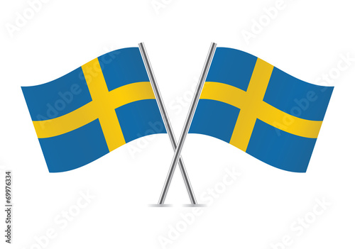 Swedish flags. Vector illustration.