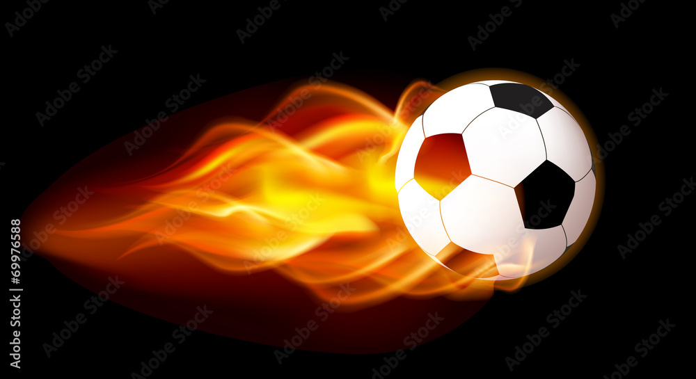 Fototapeta premium Flaming Football Ball