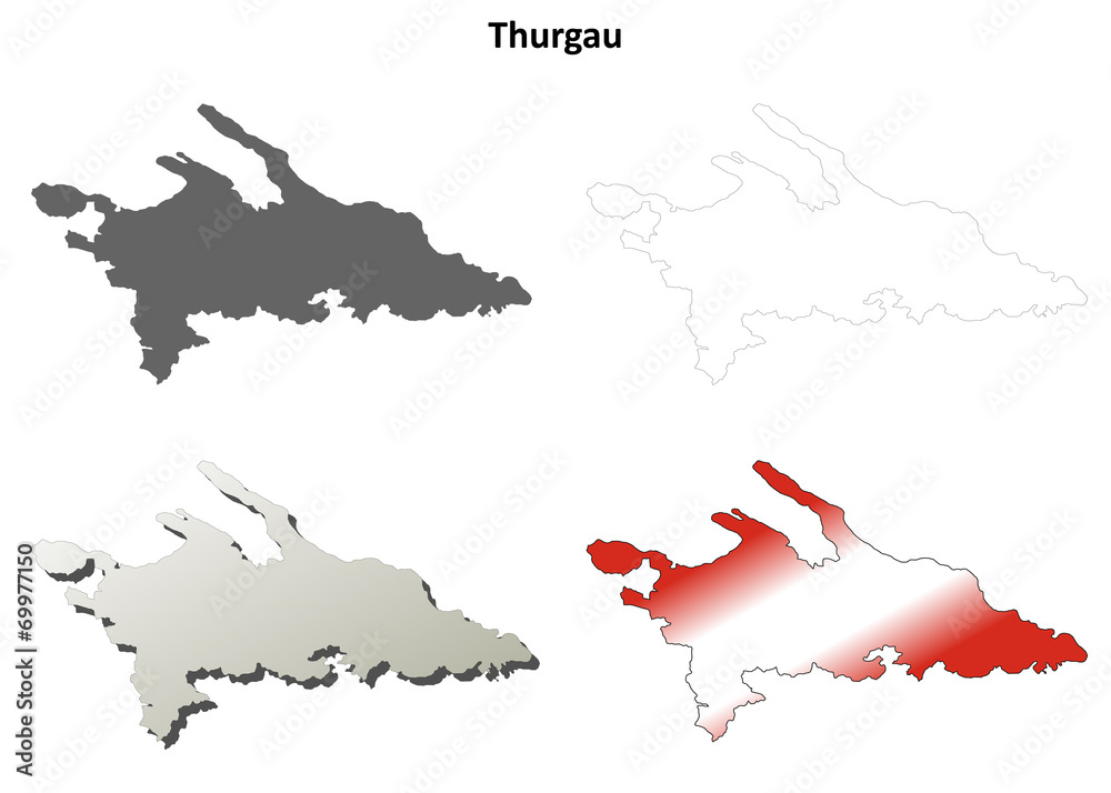 Thurgau blank detailed outline map set