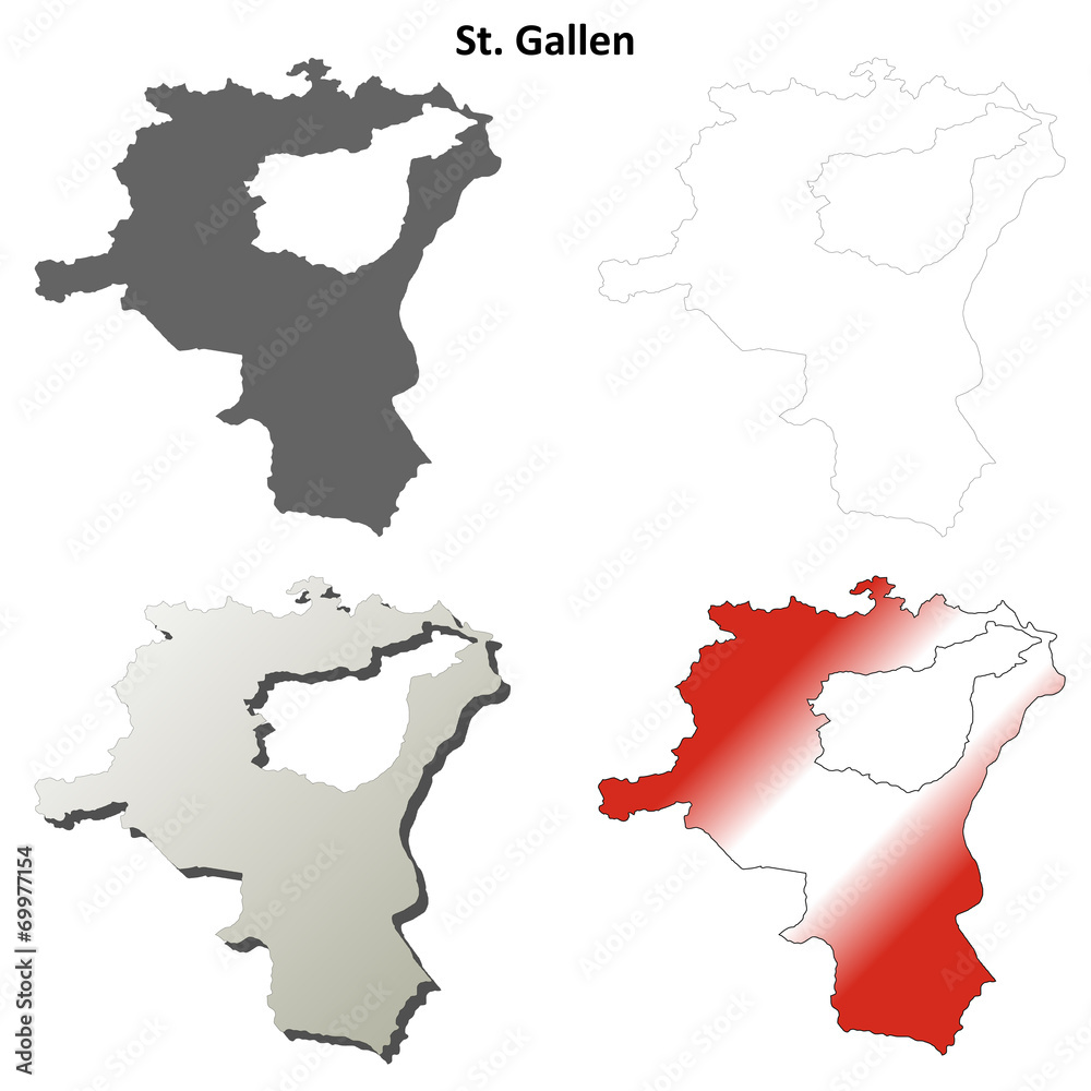 St. Gallen blank detailed outline map set