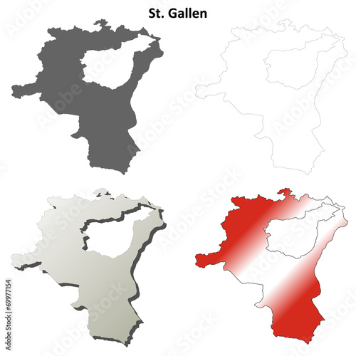 St. Gallen blank detailed outline map set