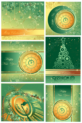 Collection of Happy New Year and Merry Christmas backgrounds