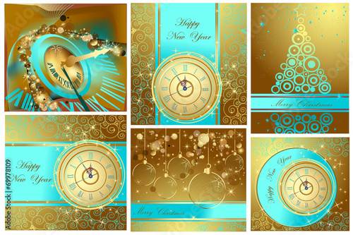 Collection of Happy New Year and Merry Christmas backgrounds
