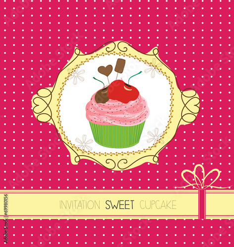 vintage card with cupcake