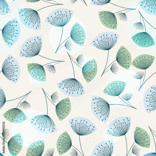 Fototapeta Seamless dandelion pattern in trendy colors