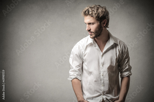 Handsome man looking away photo