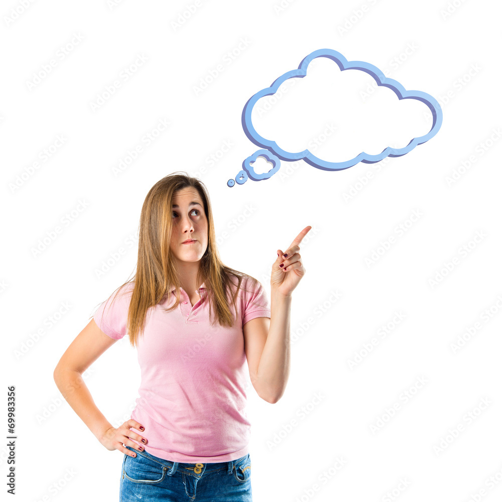 Young girl thinking over isolated white background Young girl thinking over isolated white background