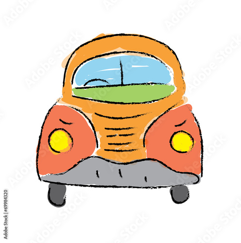 beetle car, hand-drawn vector illustration