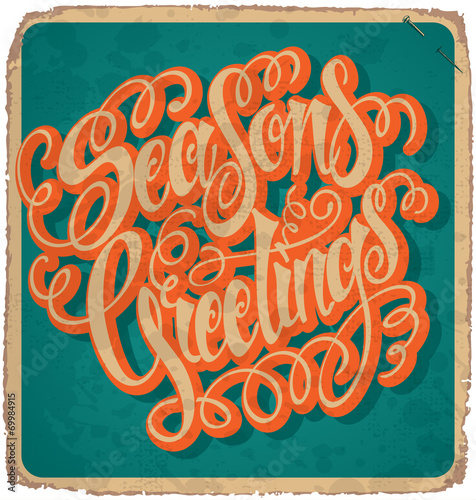 hand-lettered vintage Christmas card (vector)