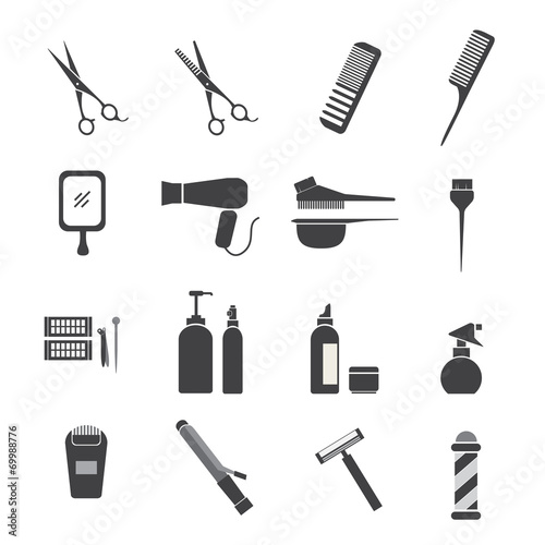 Hairdressing equipment icons