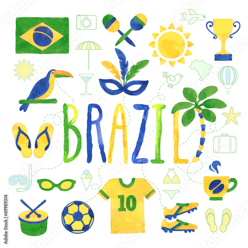 Watercolor Brazil icons