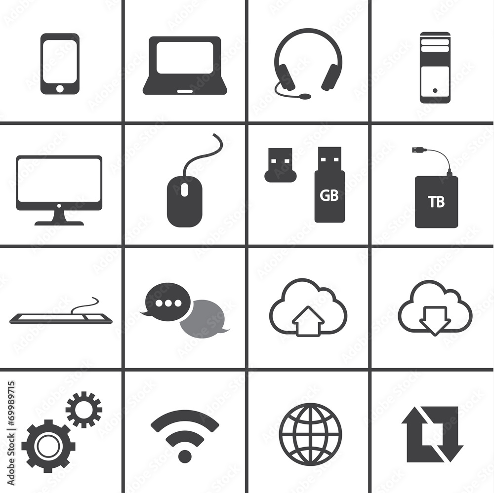 network and mobile icon set