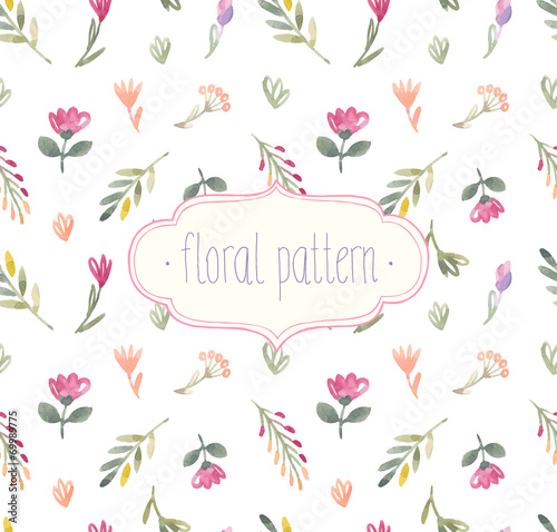 Vector Watercolor seamless floral pattern.