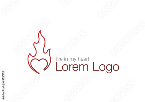 Fire and heart, vector logo
