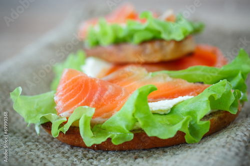 sandwich with salmon and cheese