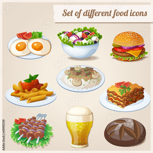 Set of different food icons.