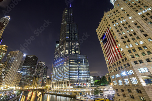 Chicago downtown by night, Illinois