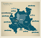 Moderne Landkarte - Lombardia IT