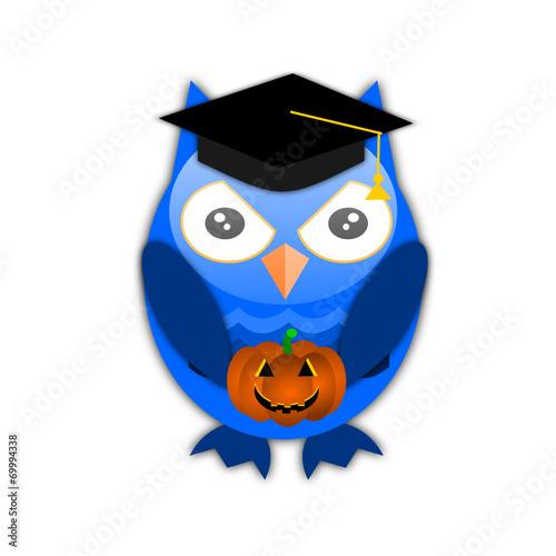 Gufo con zucca di halloween