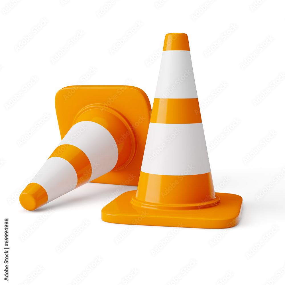 Orange highway traffic construction cones Orange highway traffic construction cones
